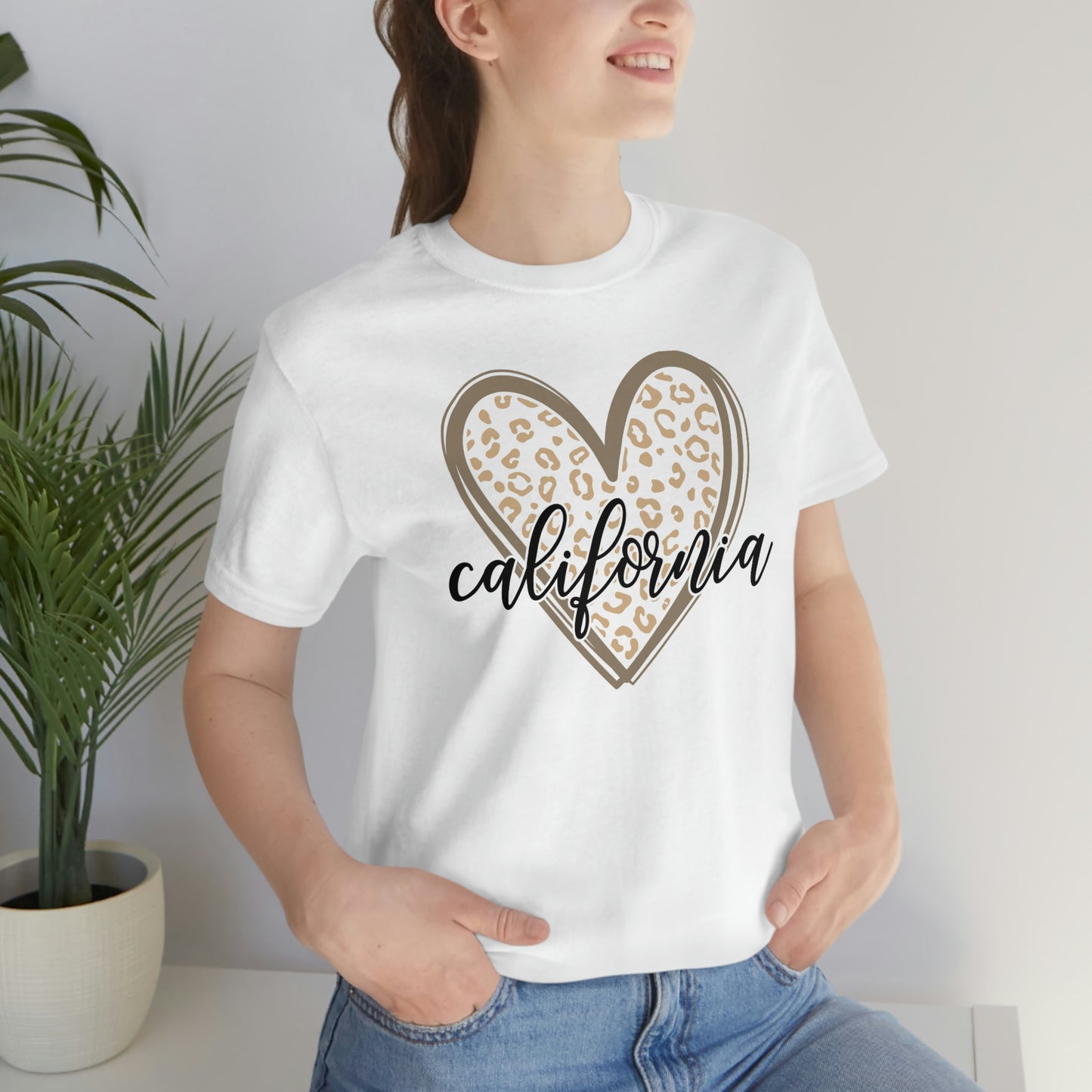 California Heart Gold Leopard Unisex Jersey Short Sleeve Tee Tshirt T-shirt