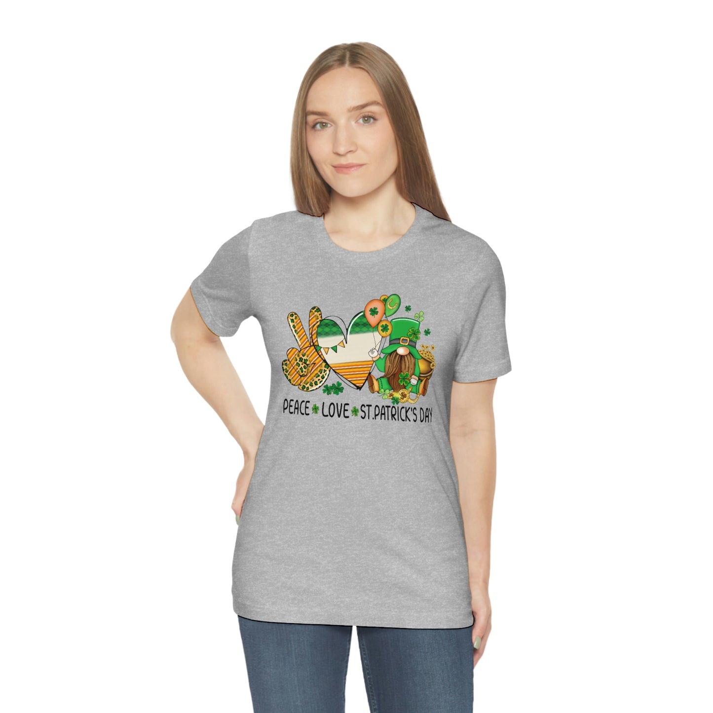 Peace Love St. Patrick's Day Unisex Jersey Short Sleeve Tee