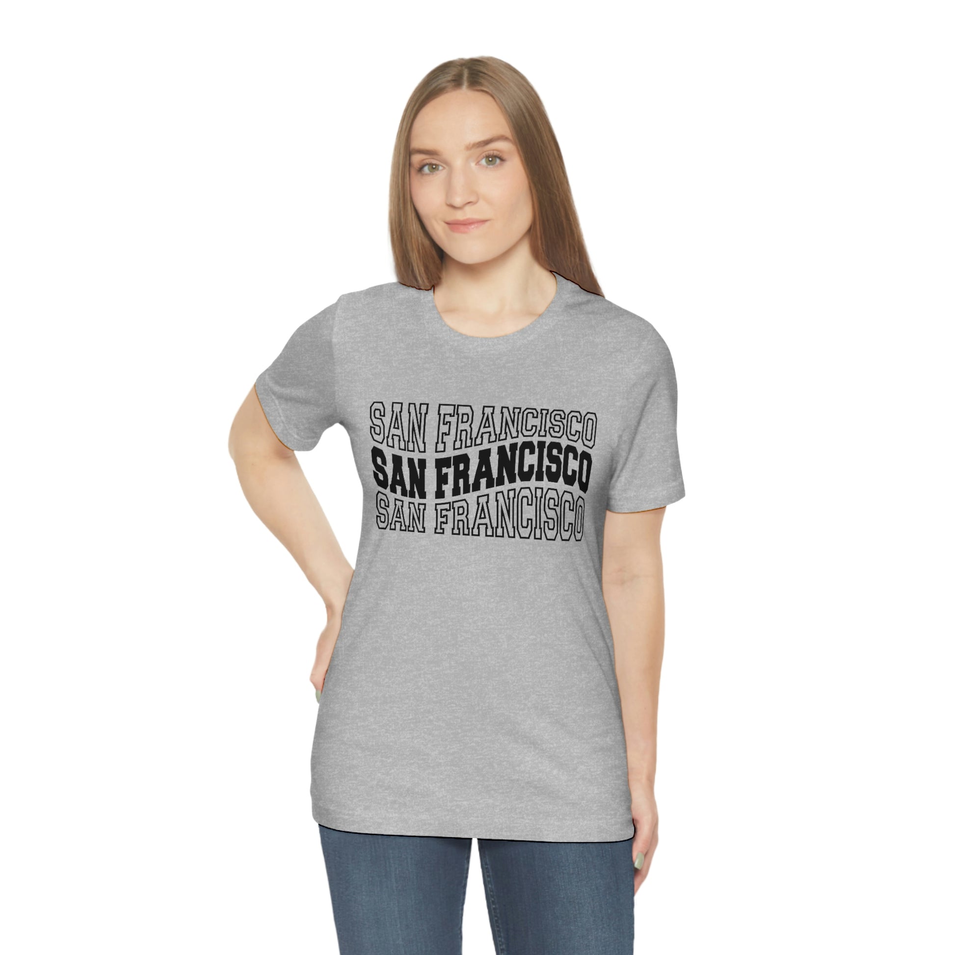 San Franciso California Varsity Letters Wavy Unisex Jersey Short Sleeve Tee Tshirt T-shirt