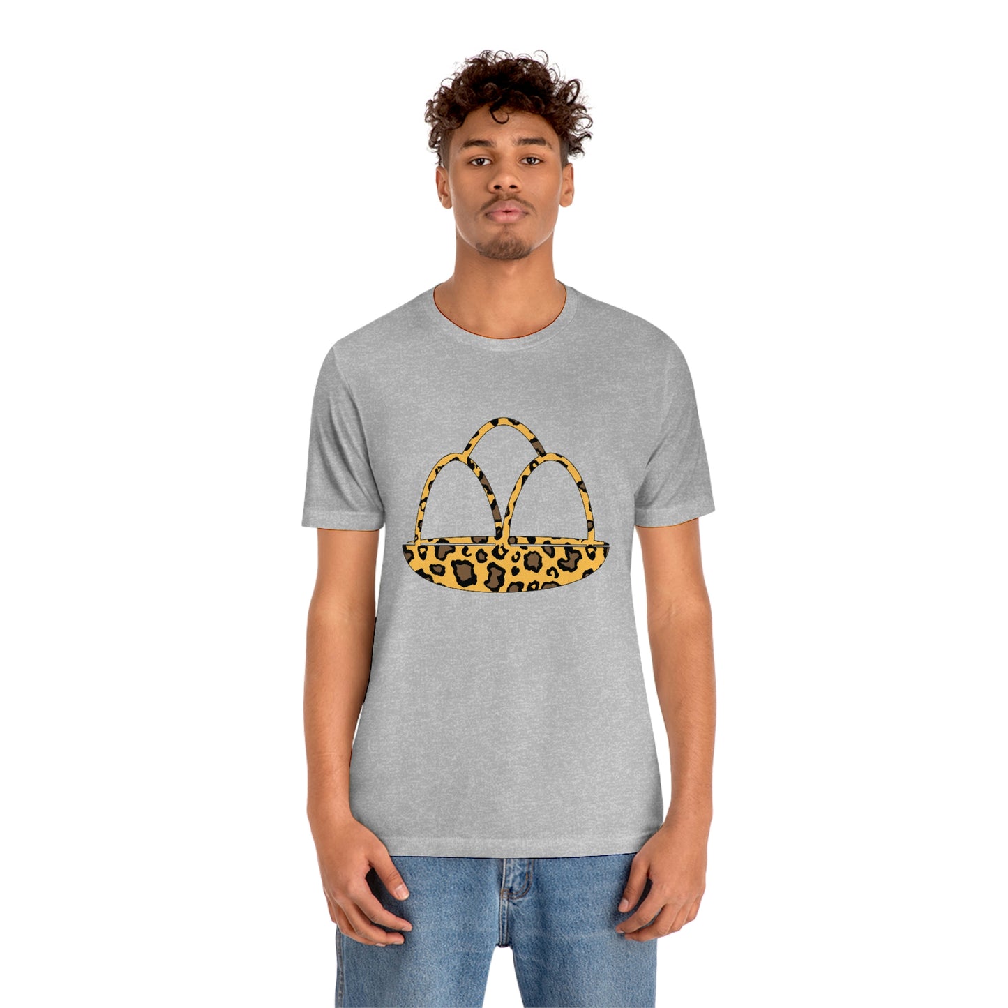 Leopard Print Egg Basket Spring Easter Unisex Jersey Short Sleeve Tee