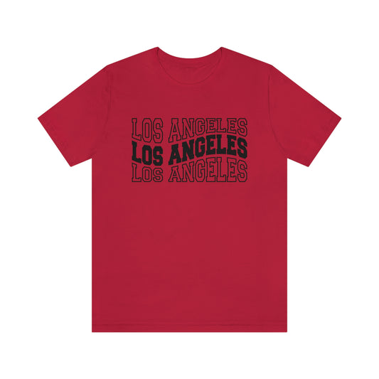 Los Angeles Varsity Letters Wavy Unisex Jersey Short Sleeve Tee Tshirt T-shirt
