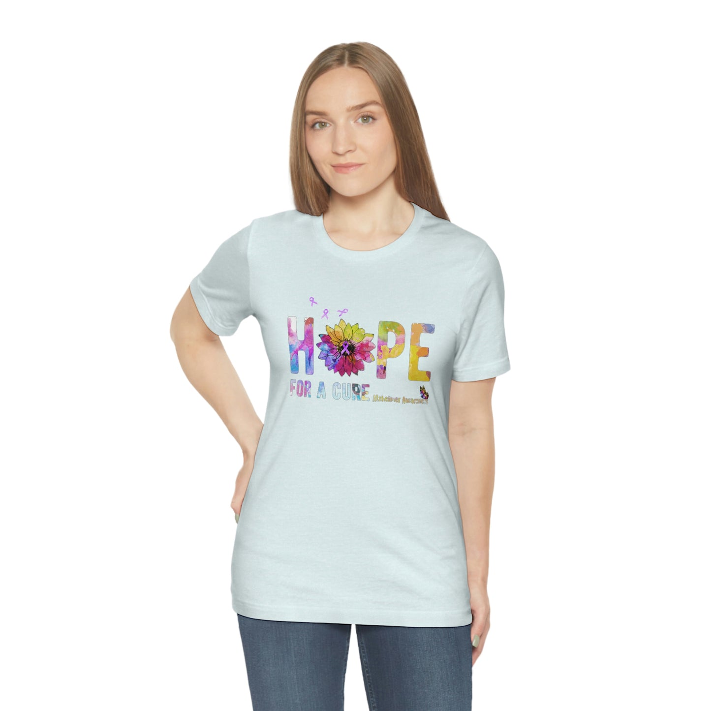 Hope For a Cure Alzheimer's Print Unisex Jersey Short Sleeve Tee