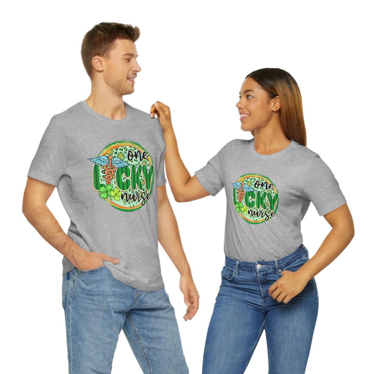 One Lucky Nurse Caduceus St. Patrick's Day Unisex Jersey Short Sleeve Tee