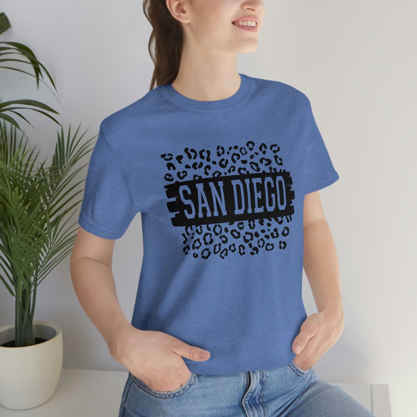 San Diego California Leopard Print Unisex Jersey Short Sleeve Tee Tshirt T-shirt