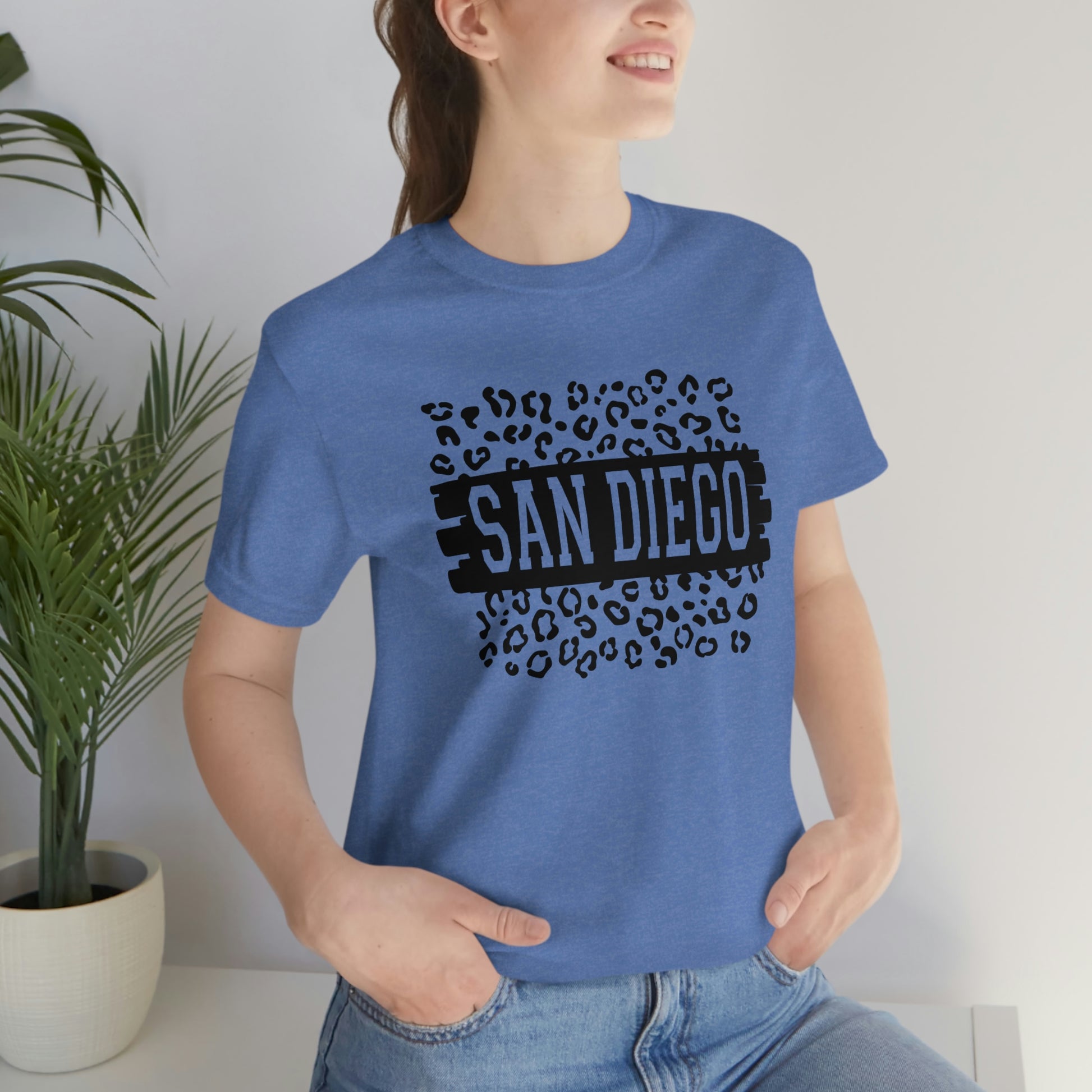 San Diego California Leopard Print Unisex Jersey Short Sleeve Tee Tshirt T-shirt