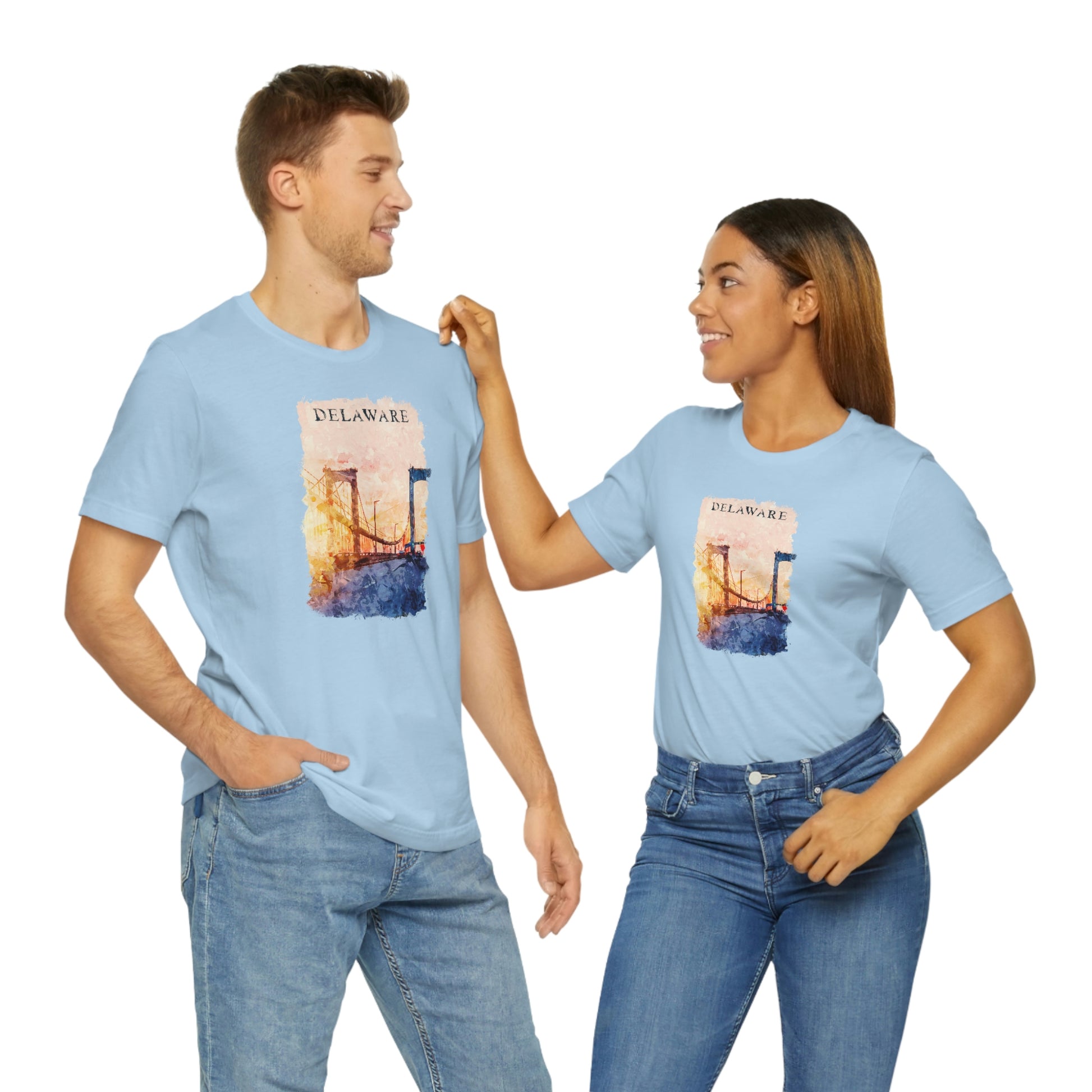 Delaware Memorial Bridge Watercolor Short Sleeve  T-shirt