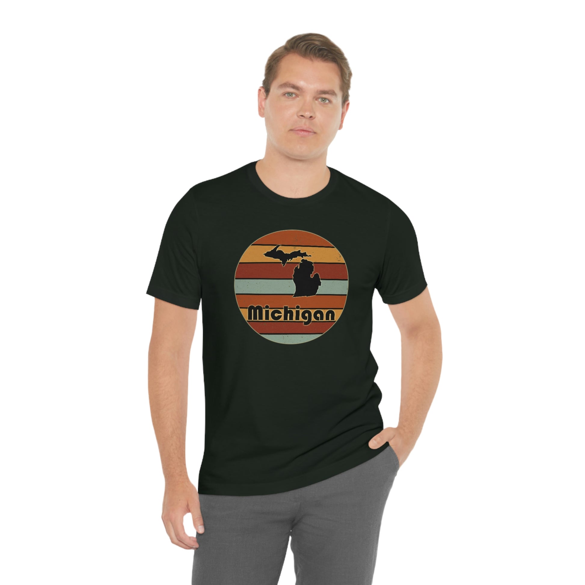 Michigan Retro Sunset Short Sleeve T-shirt