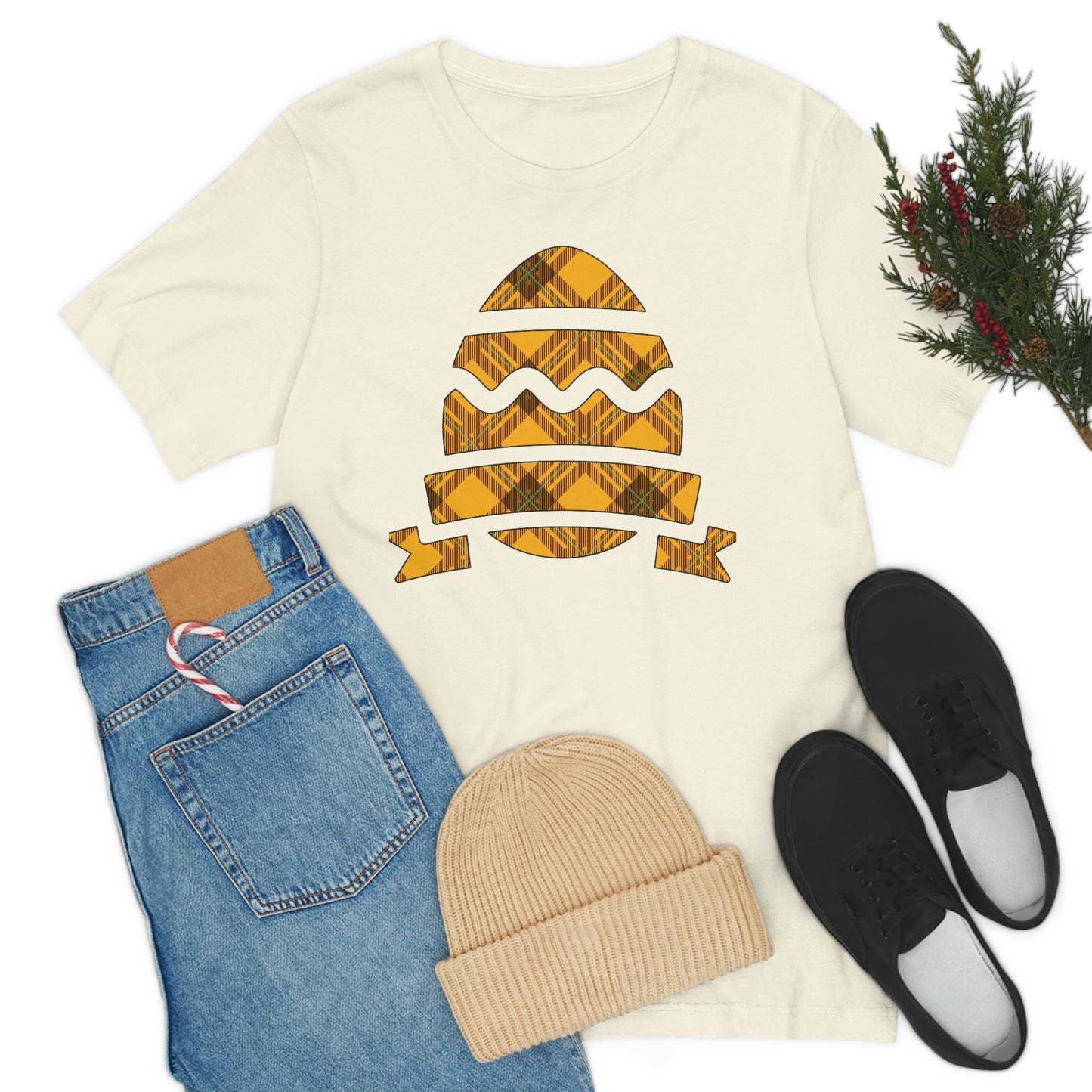 Plaid Egg Easter Spring Unisex Jersey Short Sleeve Tee