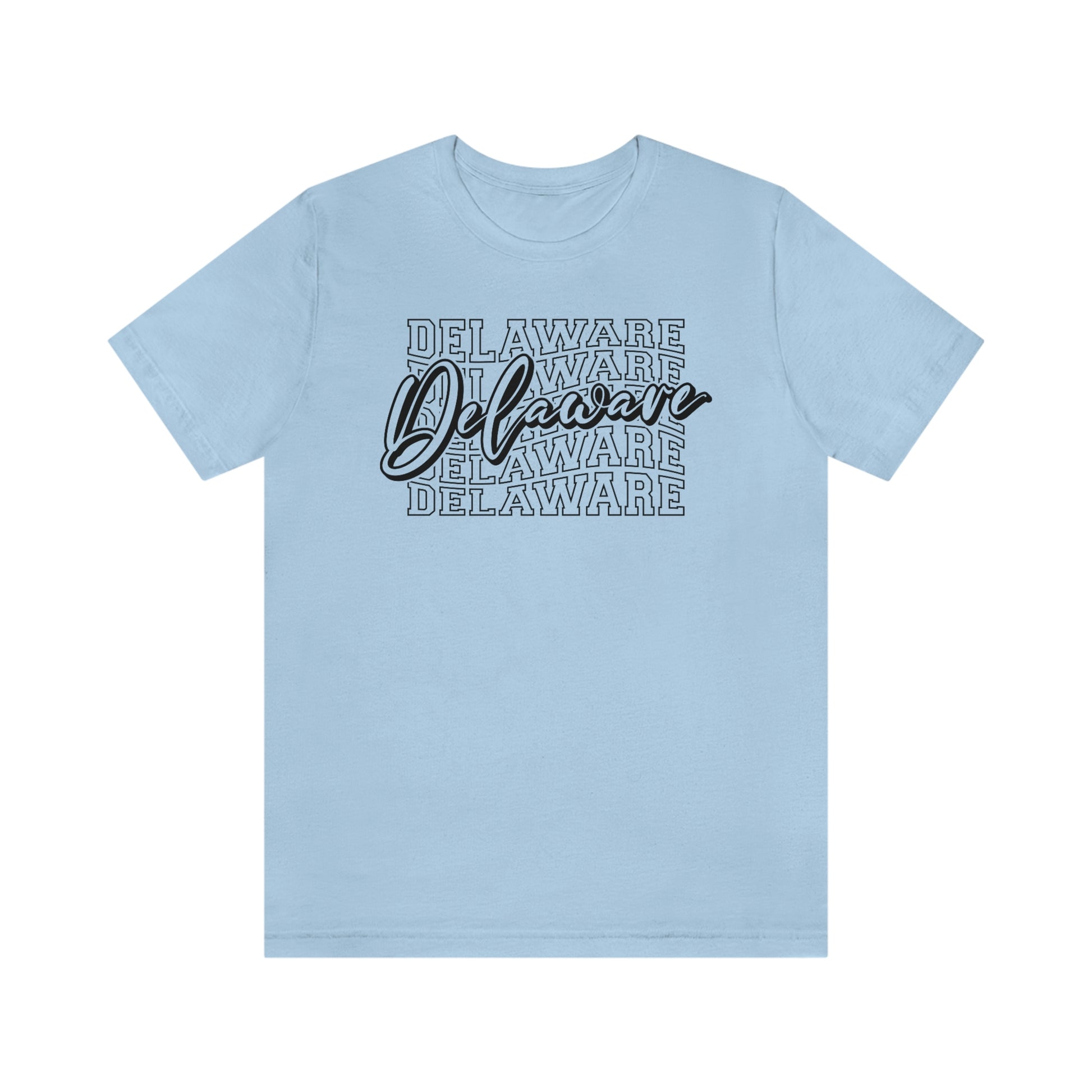 Delaware in Varsity Letters with Script Short Sleeve  T-shirt