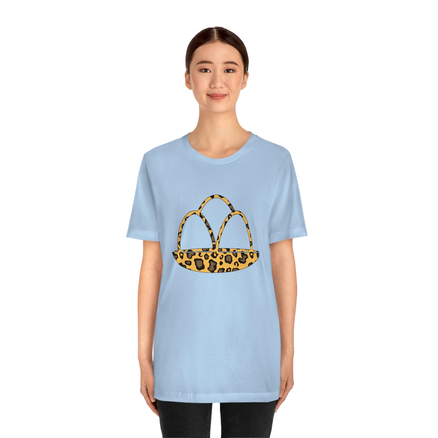 Leopard Print Egg Basket Spring Easter Unisex Jersey Short Sleeve Tee