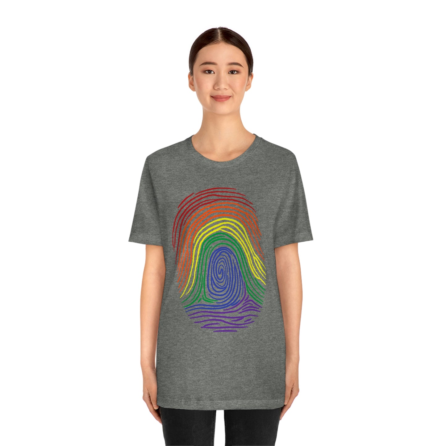 Fingerprint Rainbow Colors LGBTQIA Unisex Jersey Short Sleeve Tee