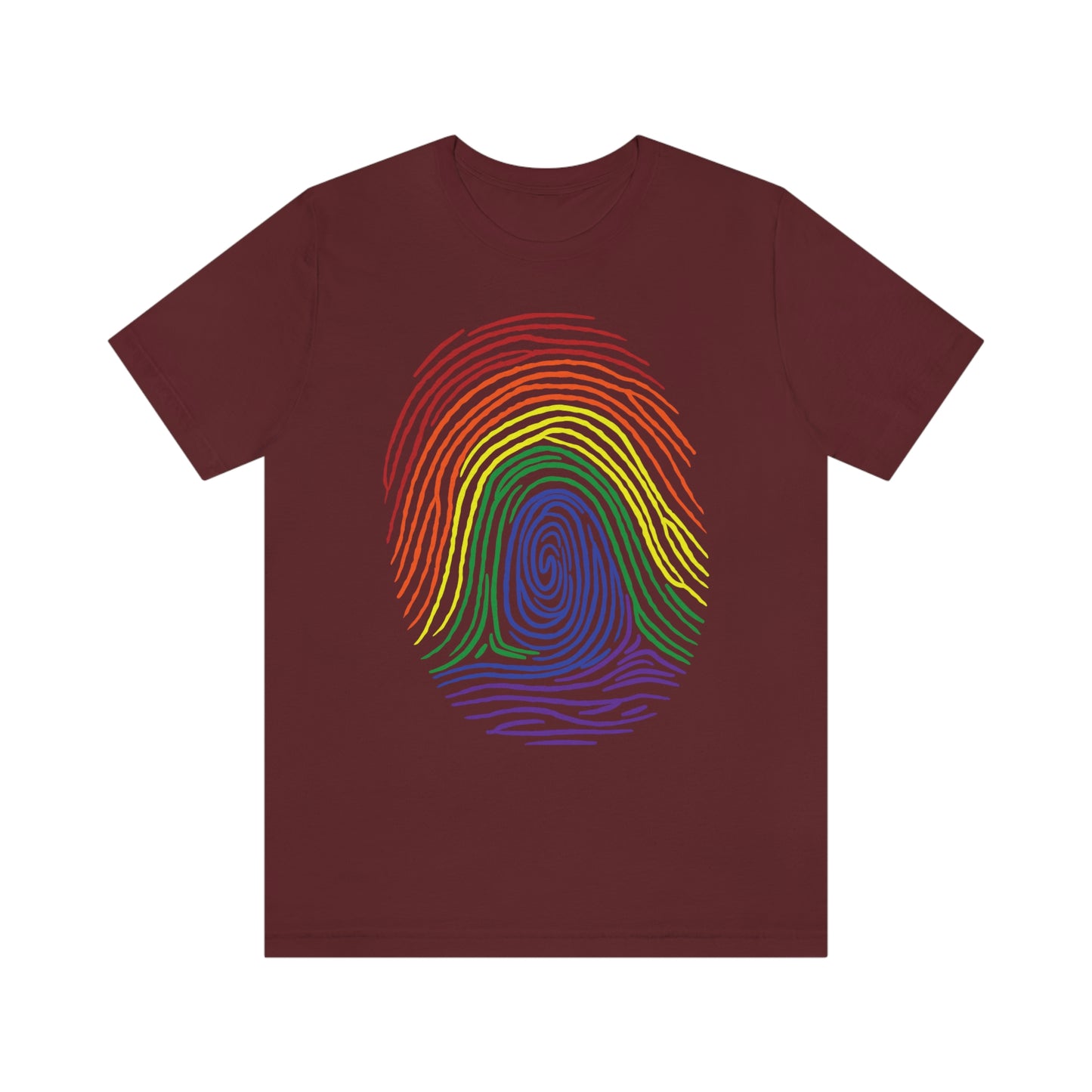 Fingerprint Rainbow Colors LGBTQIA Unisex Jersey Short Sleeve Tee