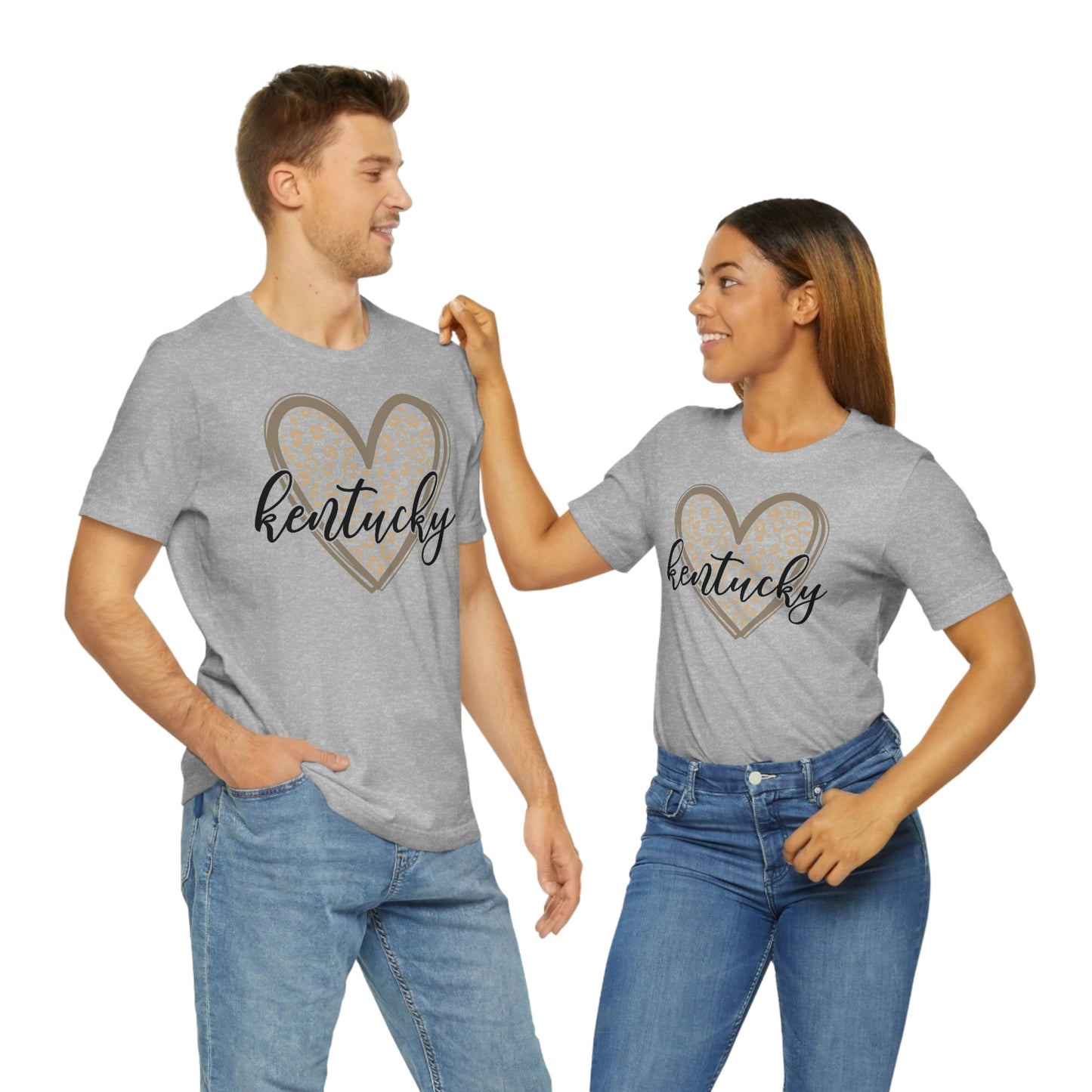 Kentucky Gold Leopard Heart Black Script Short Sleeve T-shirt