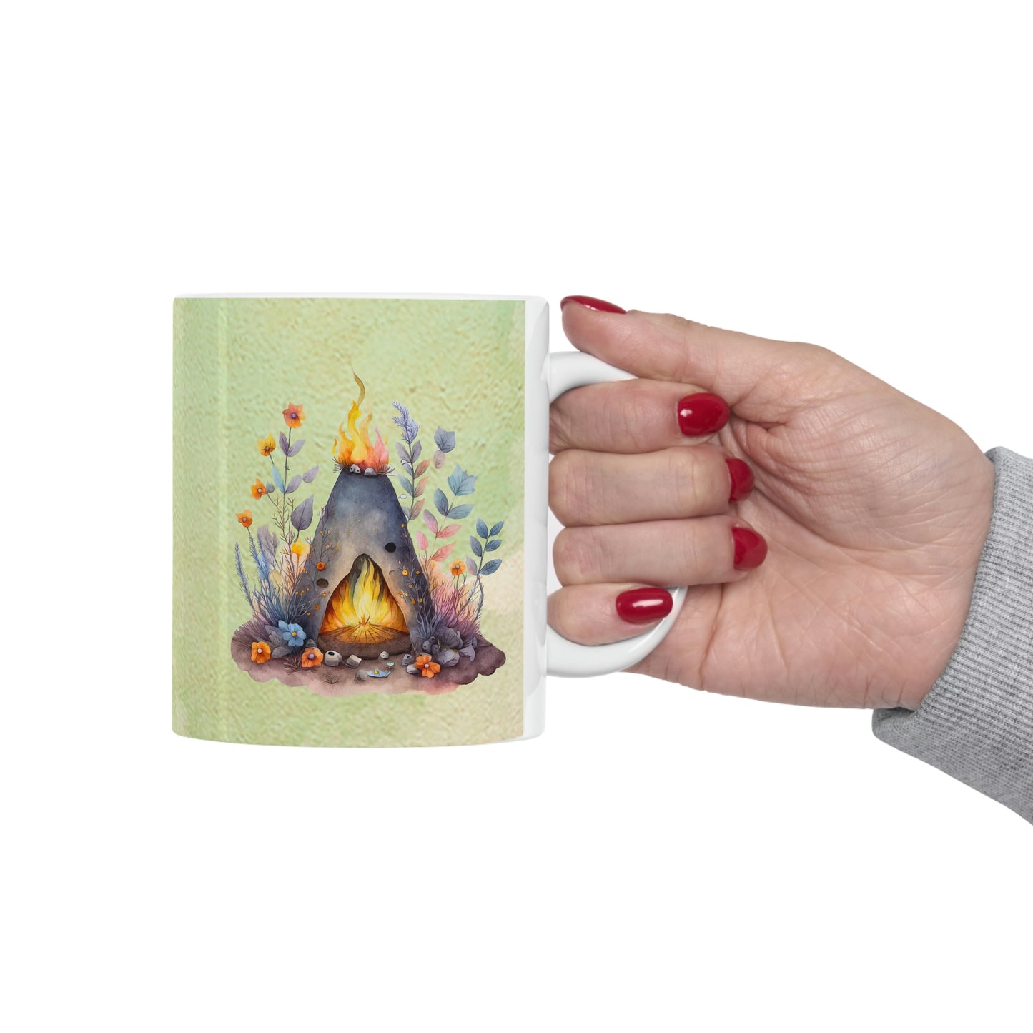 Beltane Fires Watercolor Ceramic Mug 11oz