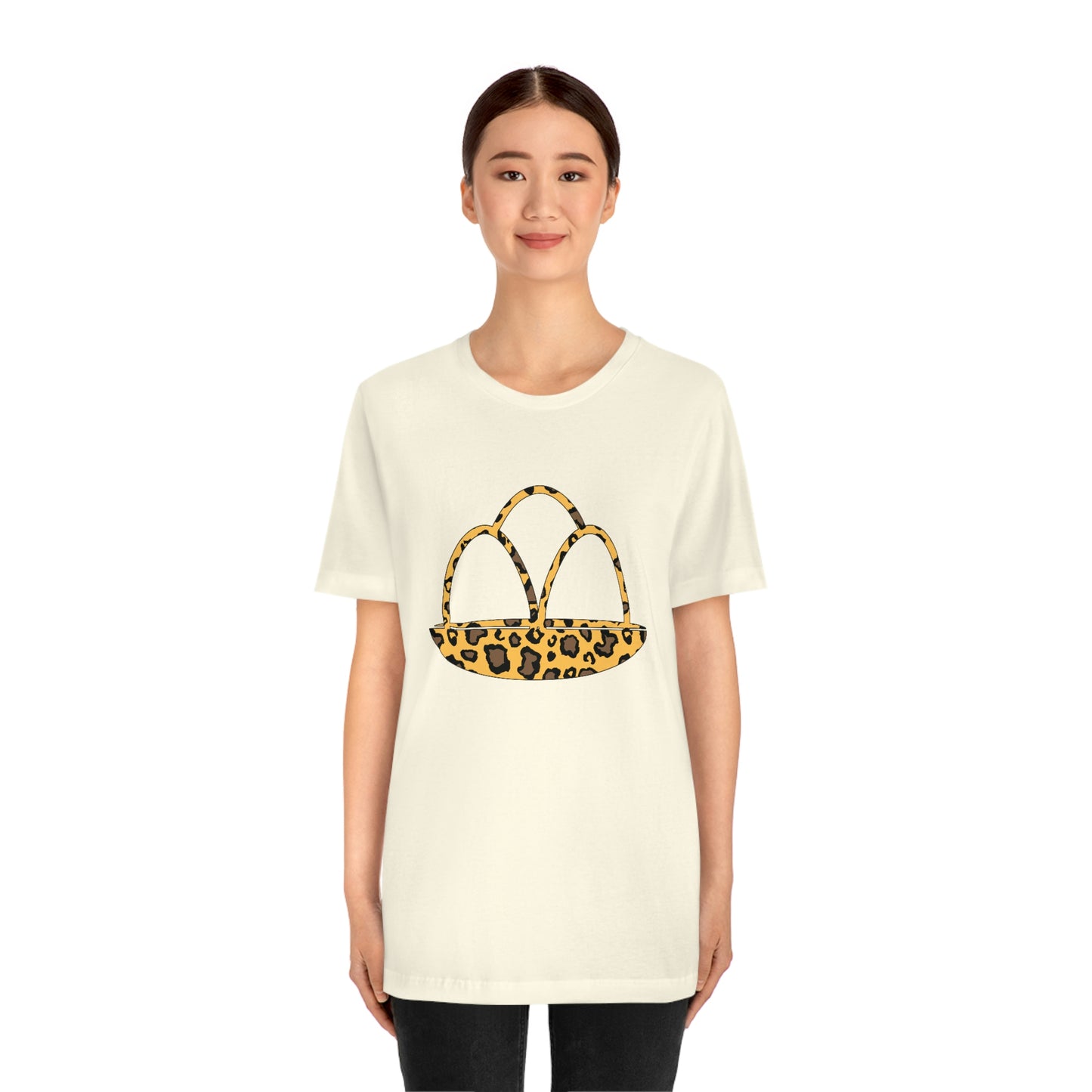Leopard Print Egg Basket Spring Easter Unisex Jersey Short Sleeve Tee