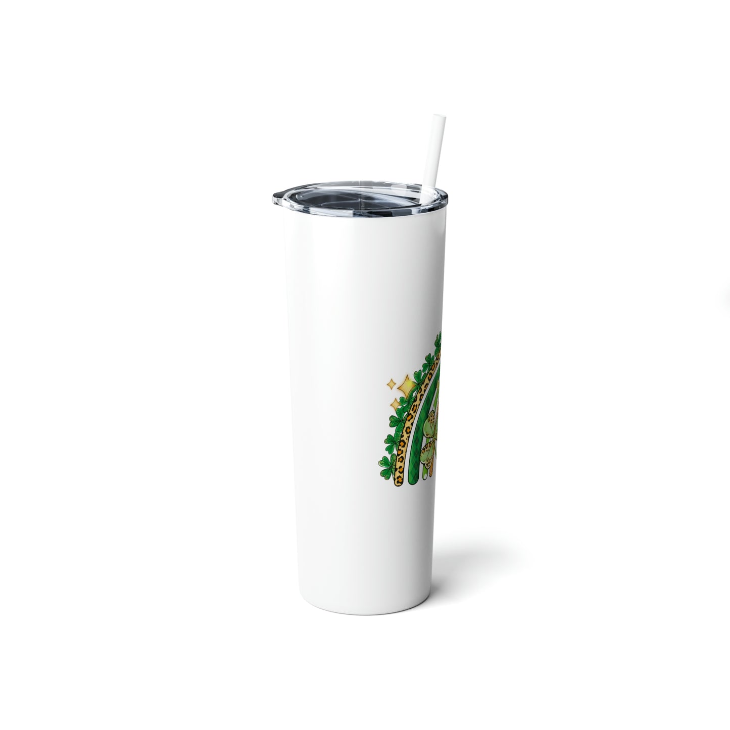 St. Patrick's Day Rainbow Skinny Steel Tumbler with Straw, 20oz