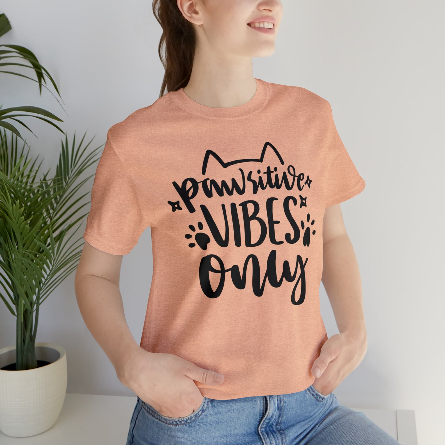 Pawsitive Vibes Only Cat Short Sleeve T-shirt