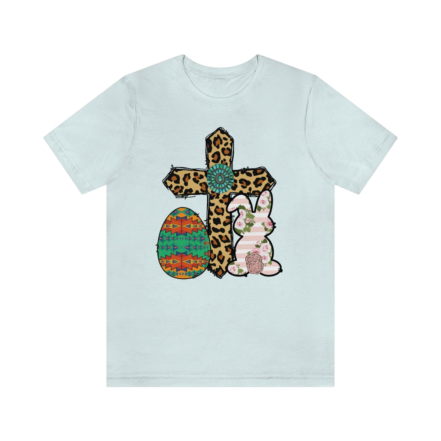 Cross Bunny Egg Easter Spring Print Unisex Jersey Short Sleeve Tee