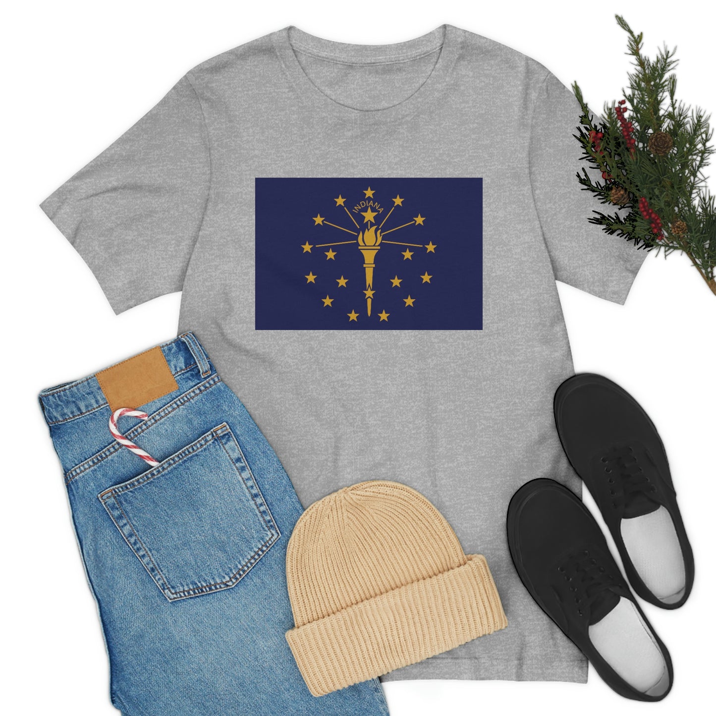 Indiana Flag Unisex Jersey Short Sleeve Tee Tshirt T-shirt