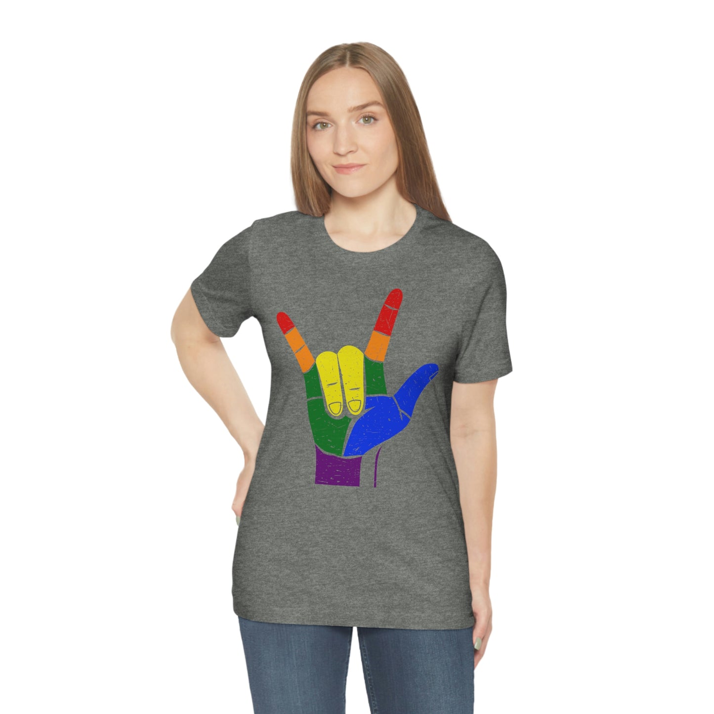 Hand Rainbow LGBTQIA Unisex Jersey Short Sleeve Tee