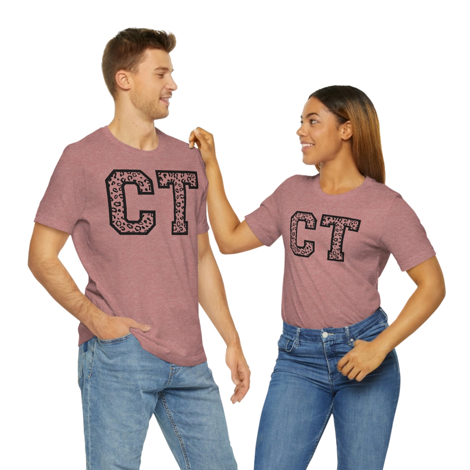 Connecticut CT Leopard Print Short Sleeve  T-shirt
