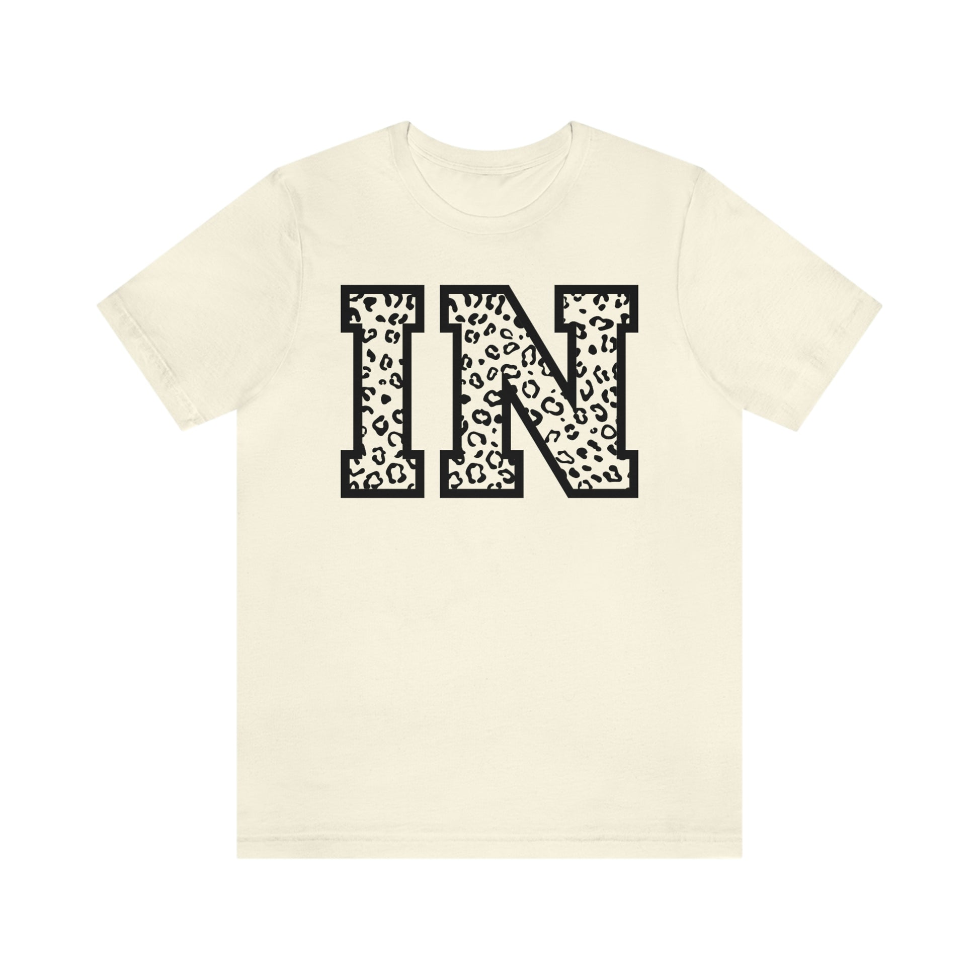 Indiana IN Leopard Print Letters Short Sleeve T-shirt
