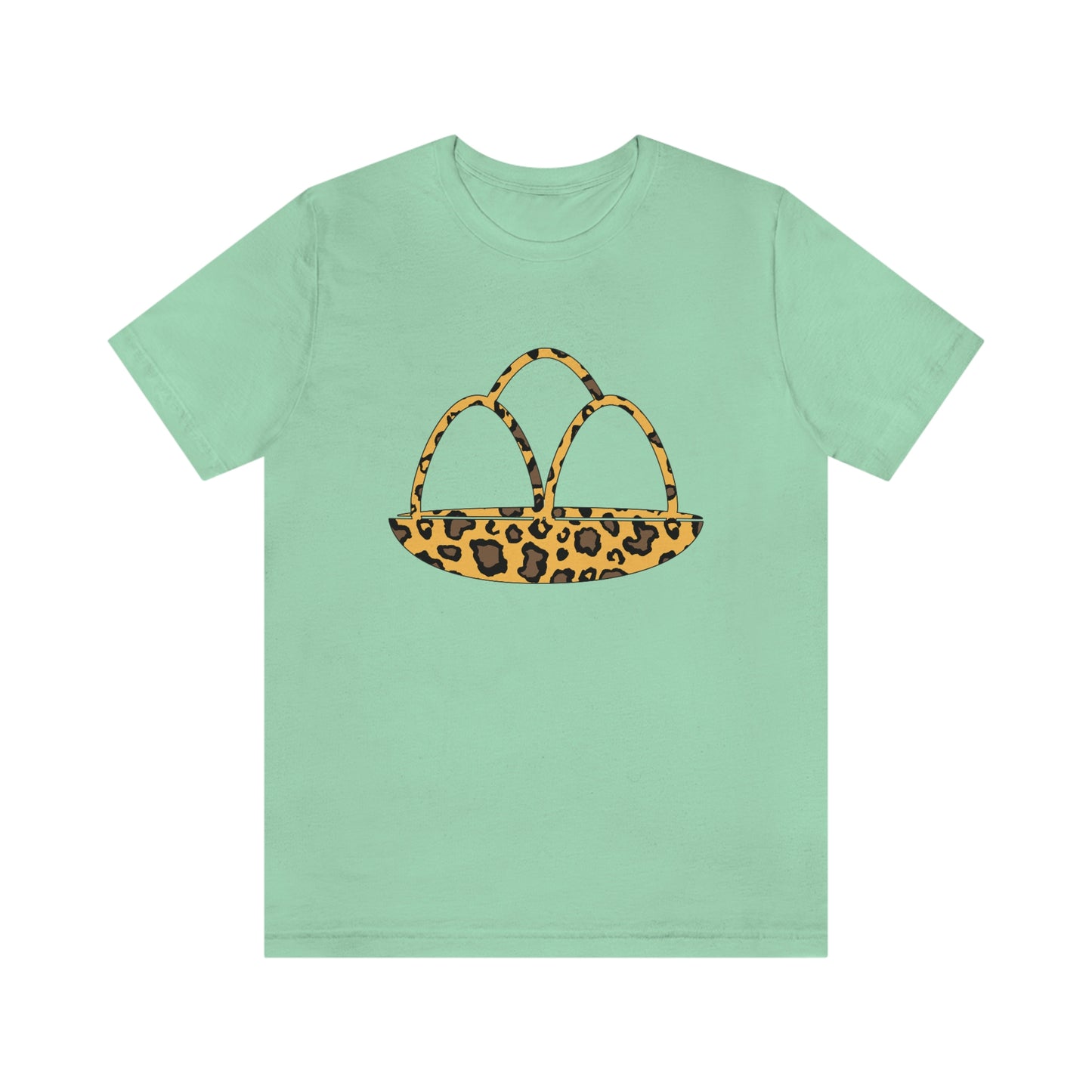 Leopard Print Egg Basket Spring Easter Unisex Jersey Short Sleeve Tee