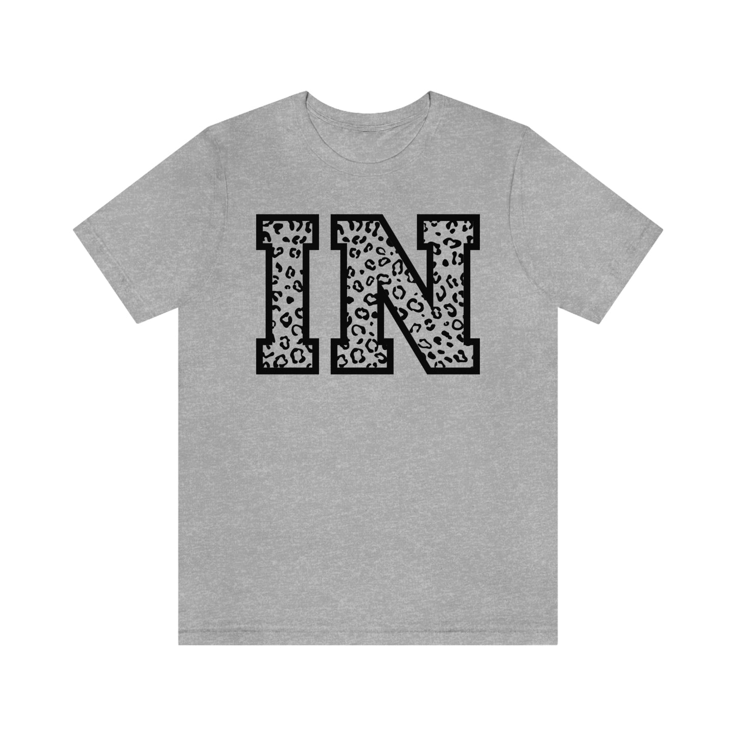 Indiana IN Leopard Print Letters Short Sleeve T-shirt