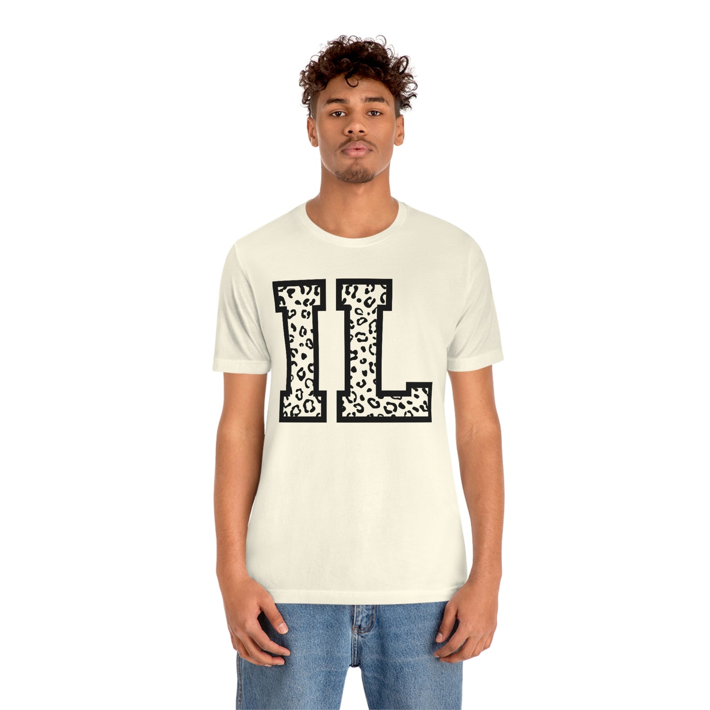 Illinois IL Leopard Print Letters Short Sleeve T-shirt