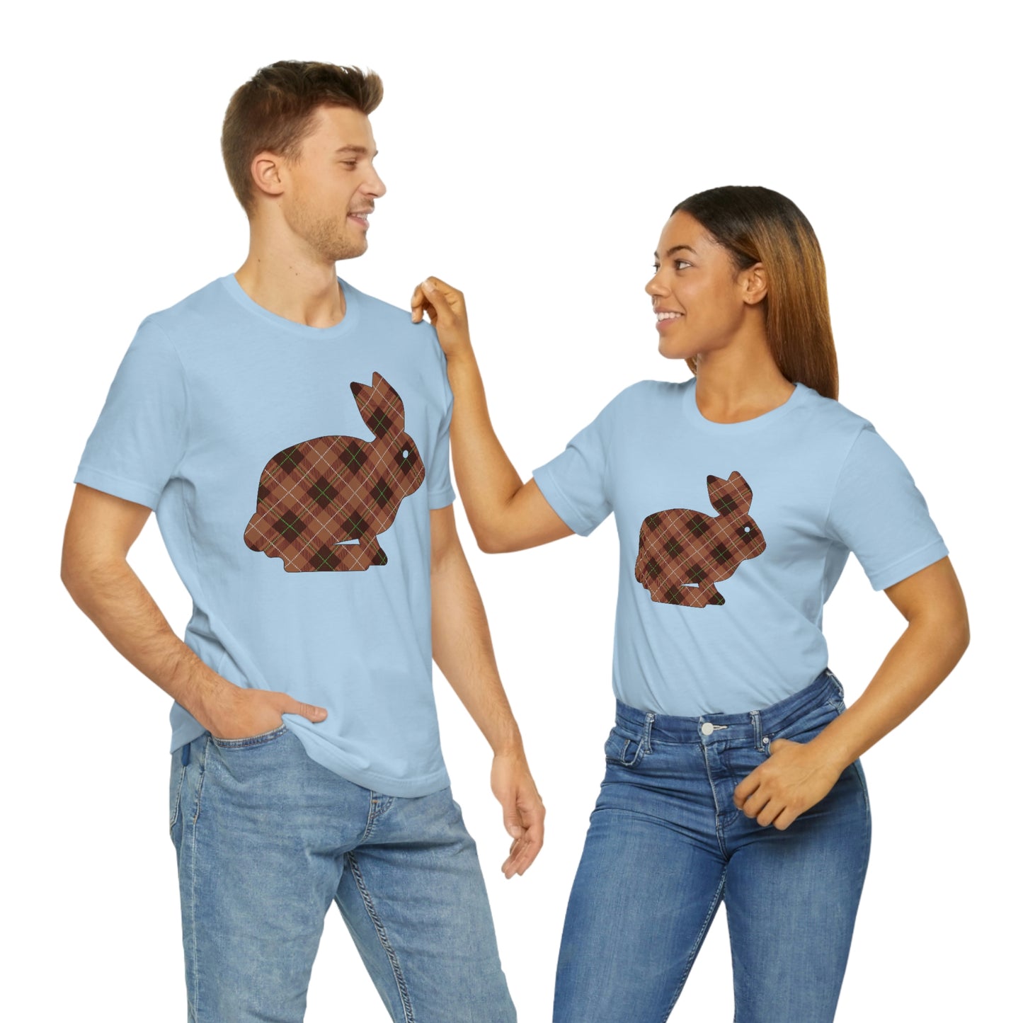 Brown Plaid Bunny Unisex Jersey Short Sleeve Tee