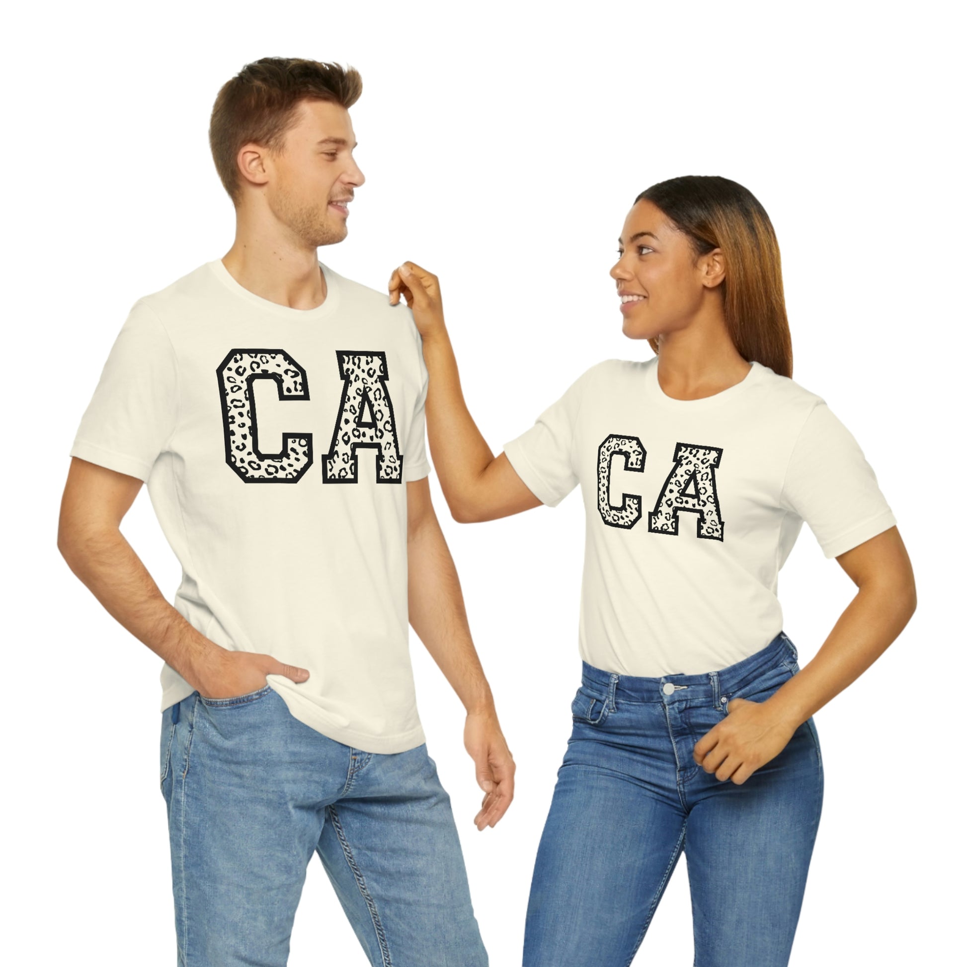 California CA Leopard Print Unisex Jersey Short Sleeve Tee Tshirt T-shirt