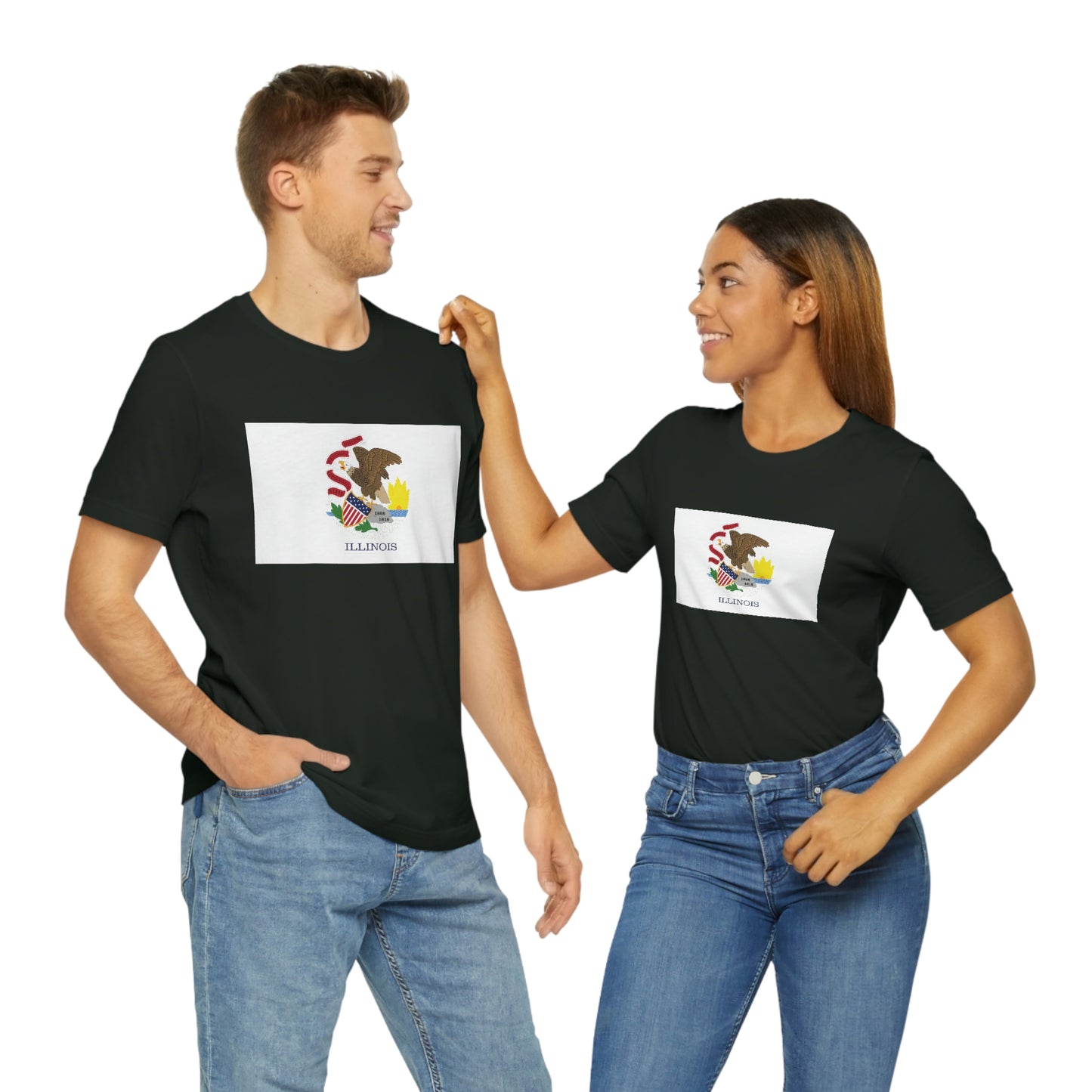 Illinois Flag Unisex Jersey Short Sleeve Tee Tshirt T-shirt
