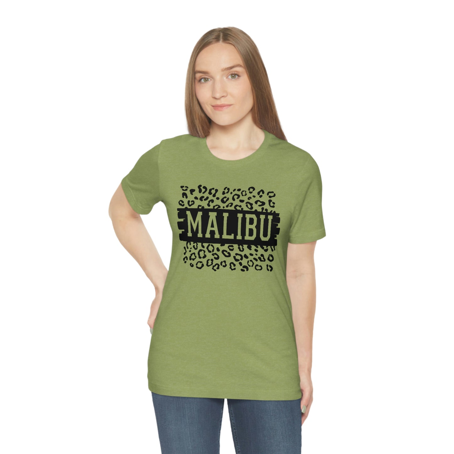 Malibu California Leopard Print Unisex Jersey Short Sleeve Tee Tshirt T-shirt