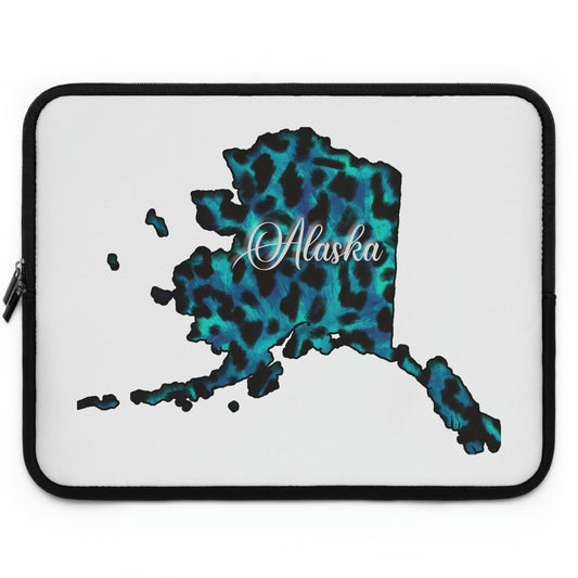 Alaska Blue Leopard Print Laptop Sleeve
