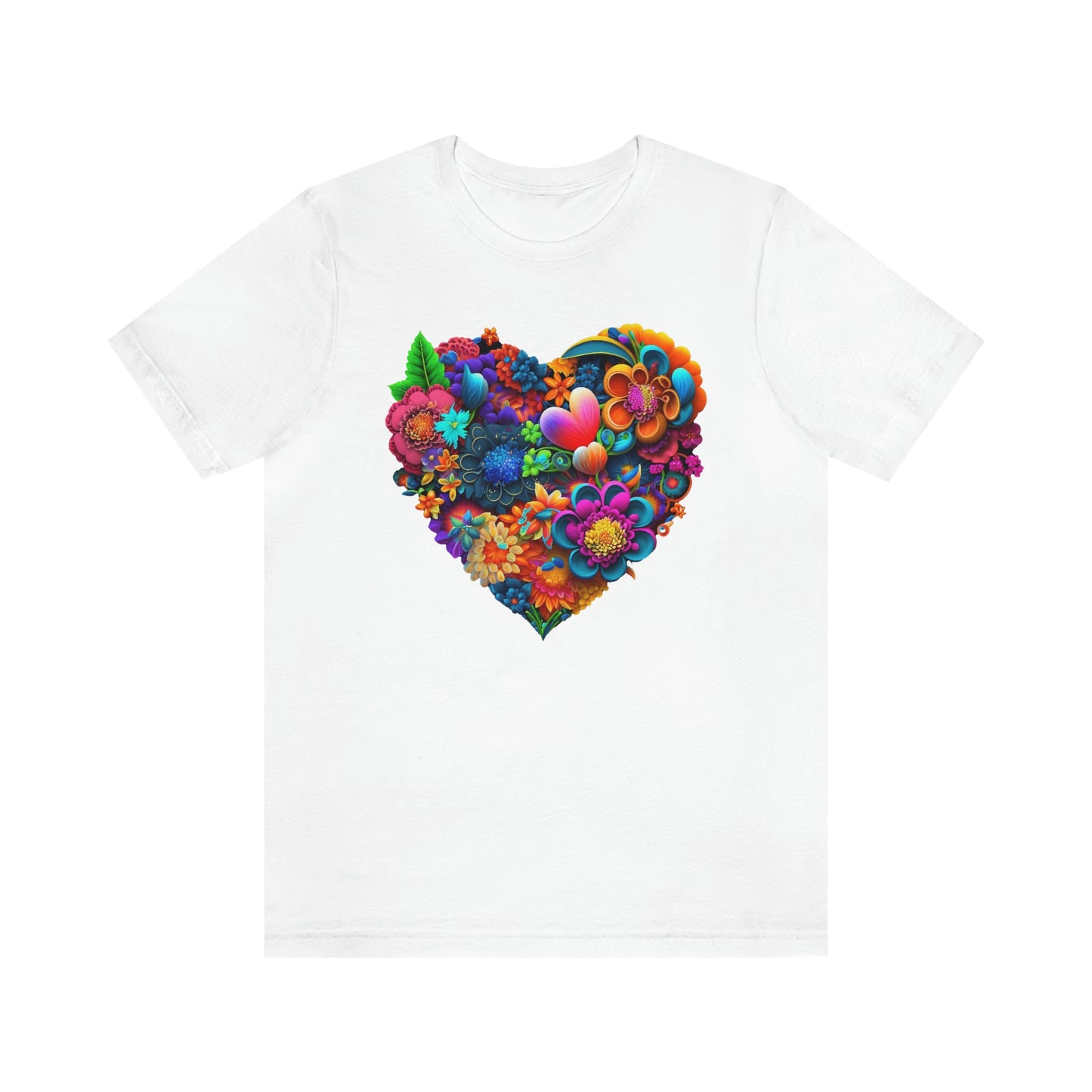 Bright Floral Heart Unisex Jersey Short Sleeve Tee