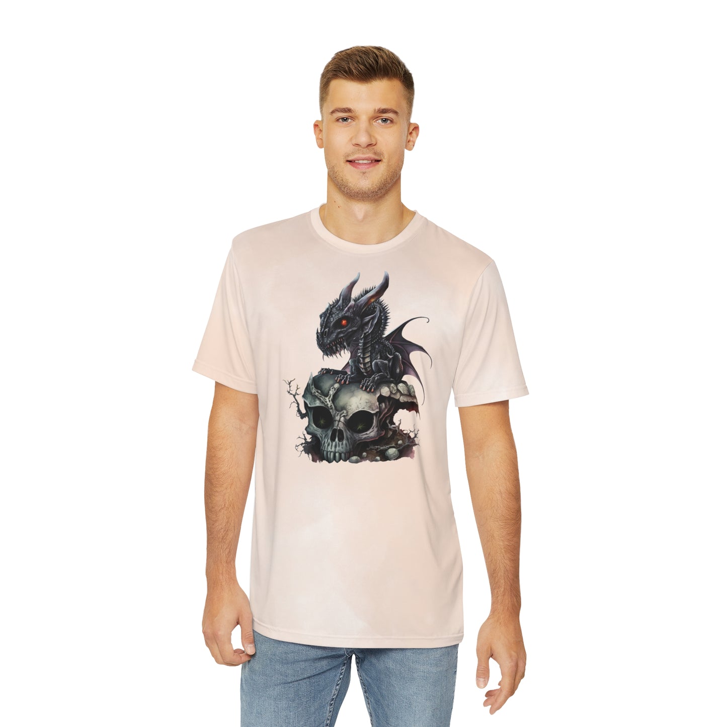 Dragon & Skull on Watercolor Background T-shirt