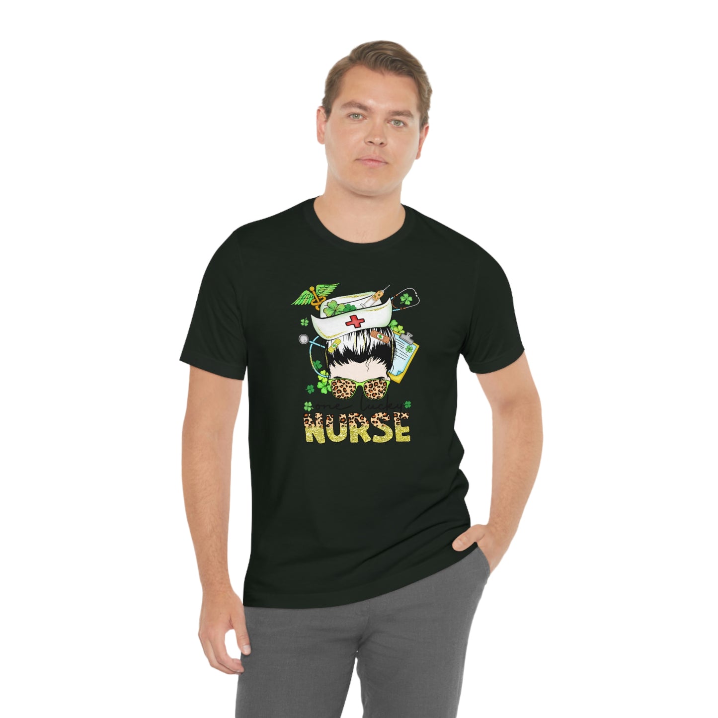 One Lucky Nurse Hat St. Patrick's Day Unisex Jersey Short Sleeve Tee