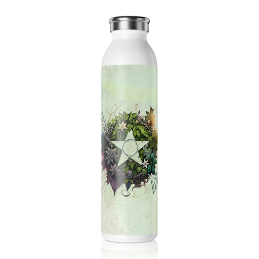 Flowers Pentagram Watercolor Slim Water Bottle