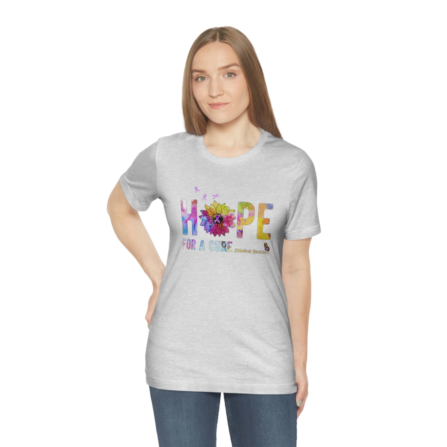 Hope For a Cure Alzheimer's Print Unisex Jersey Short Sleeve Tee