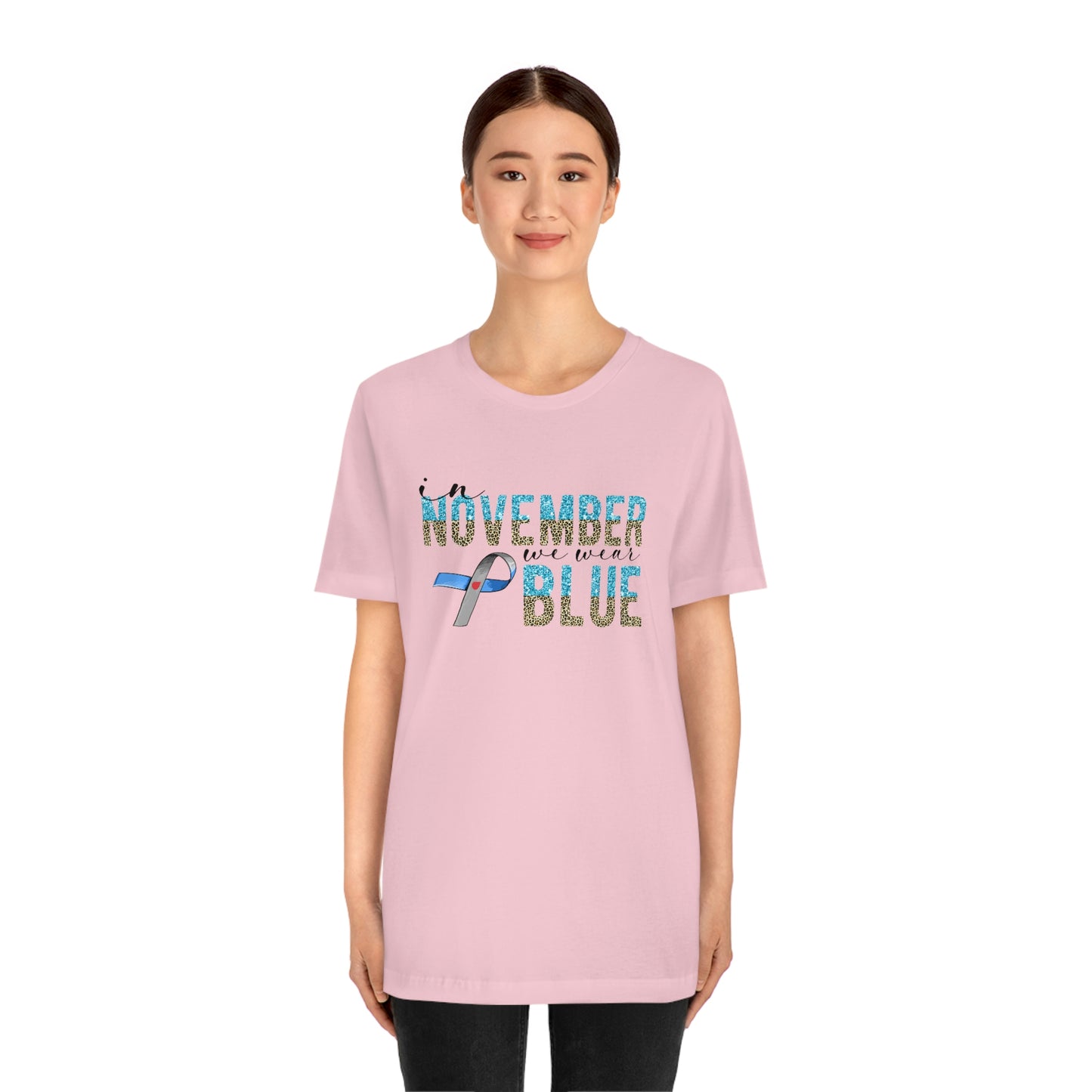 In November We Wear Blue Diabetes Awareness Print Unisex Jersey Short Sleeve Tee