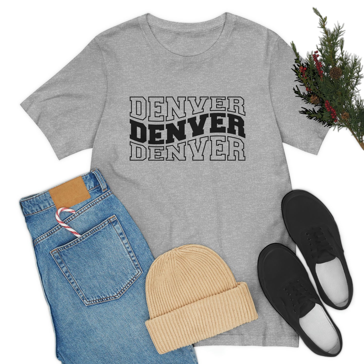 Denver Varsity Wavy Unisex Jersey Short Sleeve Tee Tshirt T-shirt