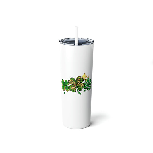 Triple Shamrock St. Patrick's Day Skinny Steel Tumbler with Straw, 20oz
