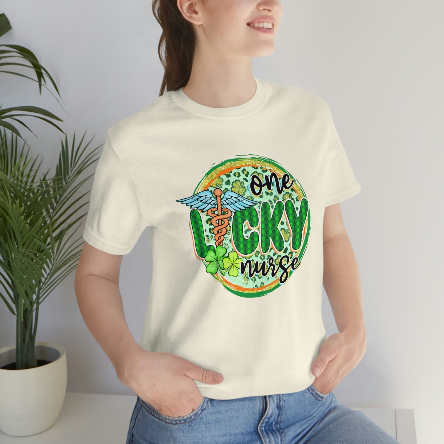 One Lucky Nurse Caduceus St. Patrick's Day Unisex Jersey Short Sleeve Tee
