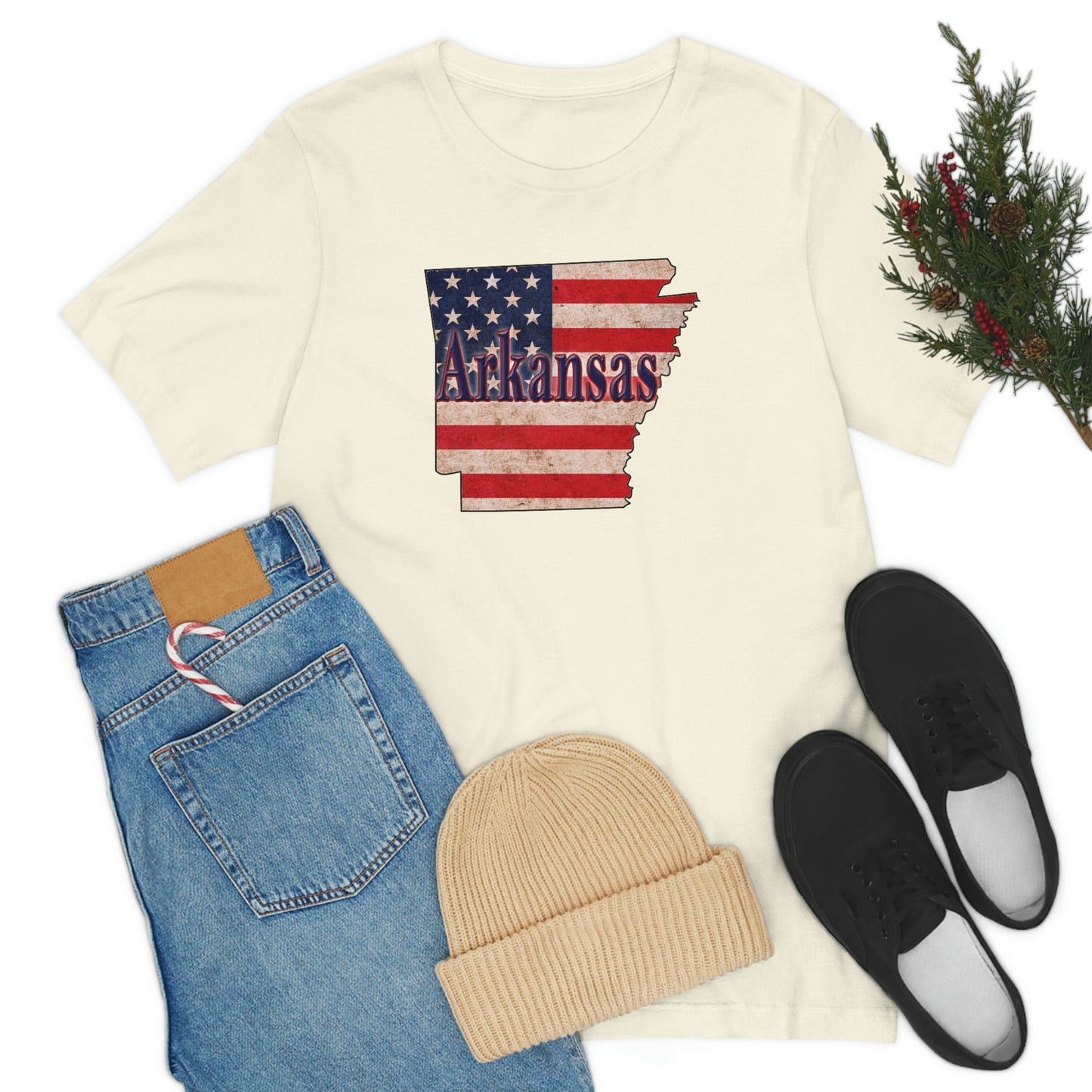 Arkansas US Flag Unisex Jersey Short Sleeve Tee Tshirt T-shirt