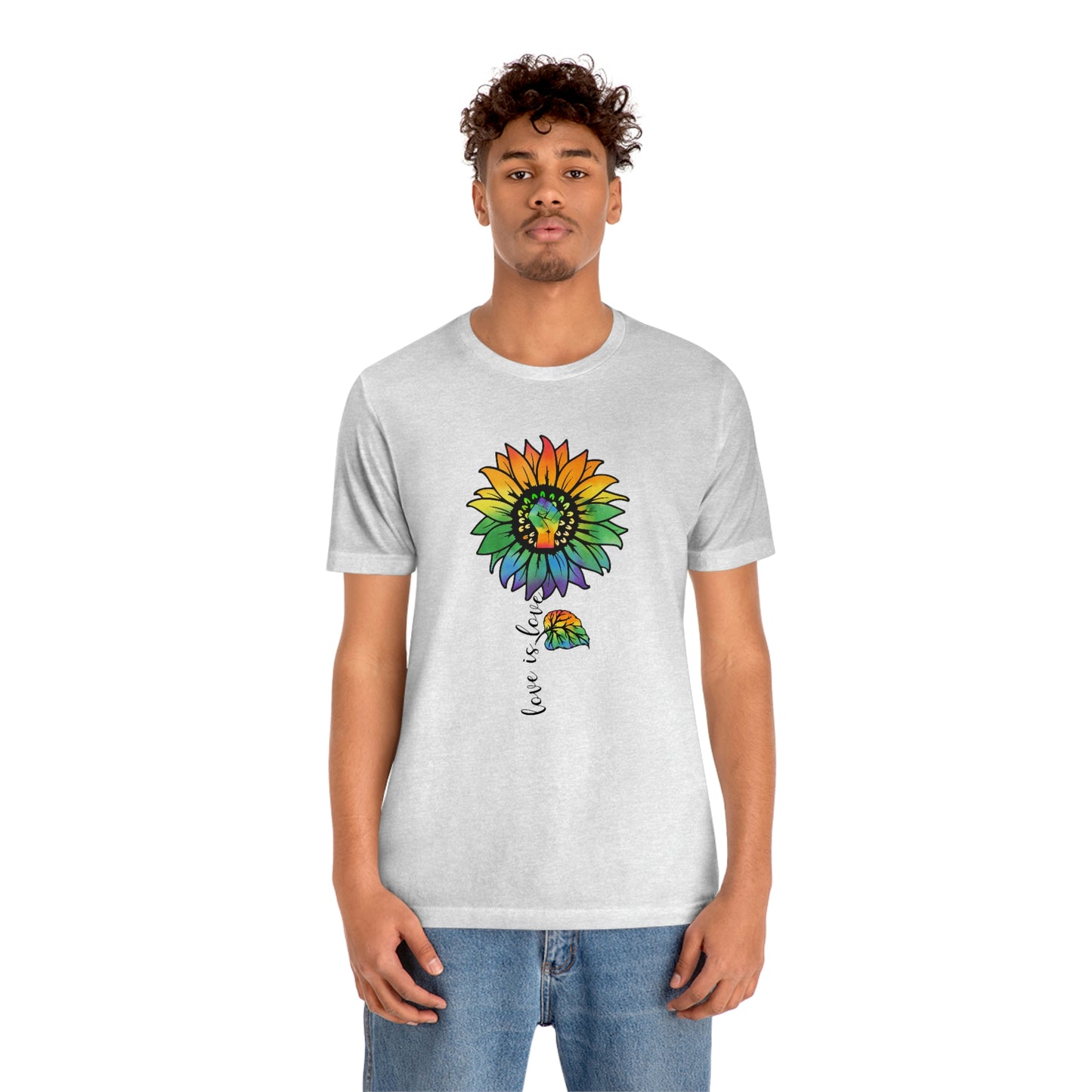 Love is Love Sunflower LGBTQIA Print Unisex Jersey Short Sleeve Tee