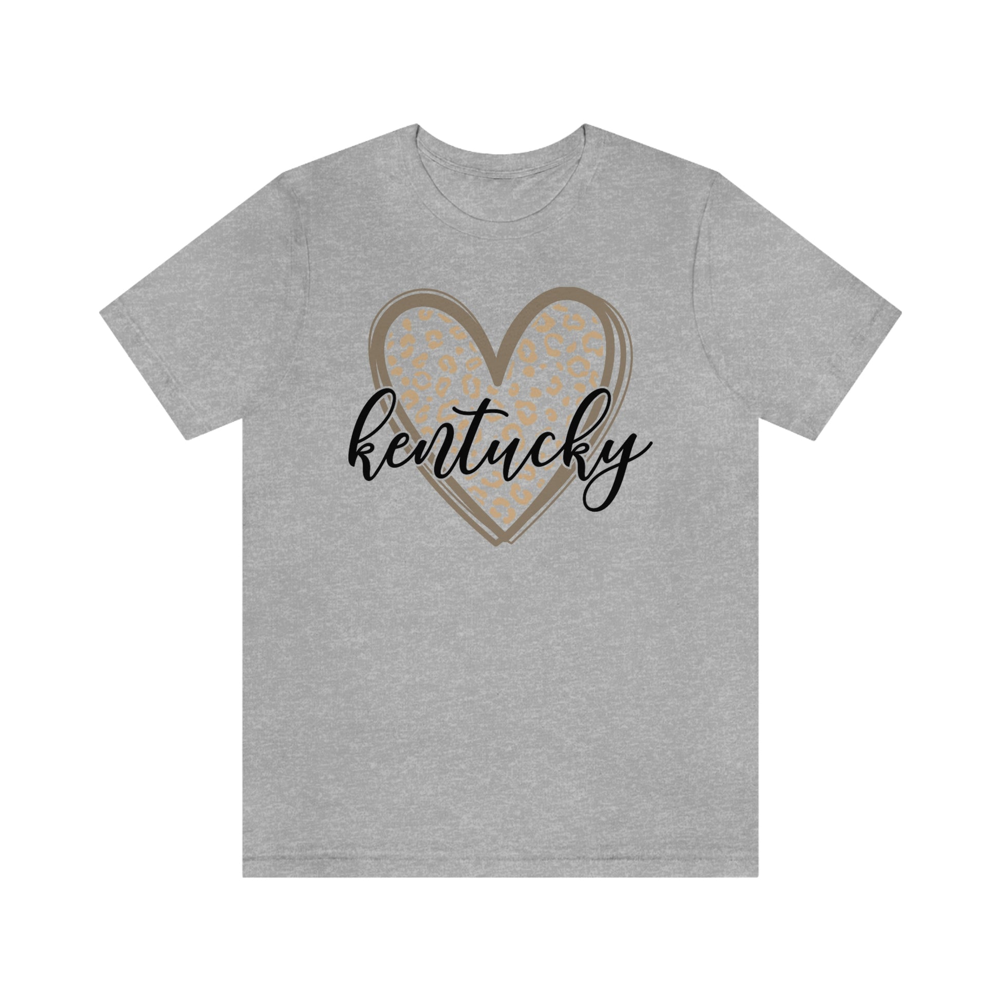 Kentucky Gold Leopard Heart Black Script Short Sleeve T-shirt