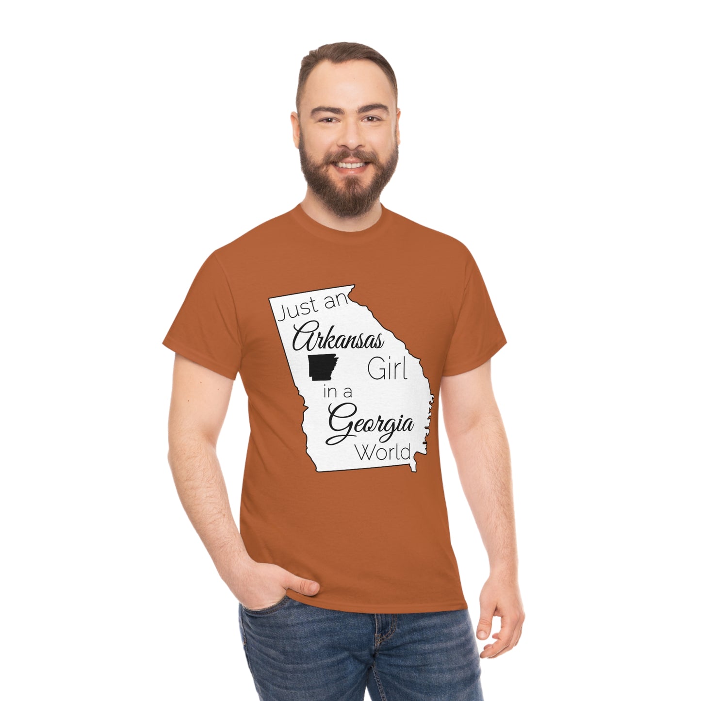 Just an Arkansas Girl in a Georgia World Unisex Heavy Cotton Tee