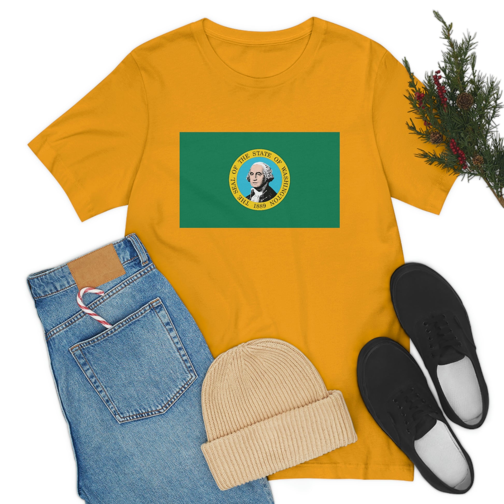 Washington Flag Unisex Jersey Short Sleeve Tee Tshirt T-shirt