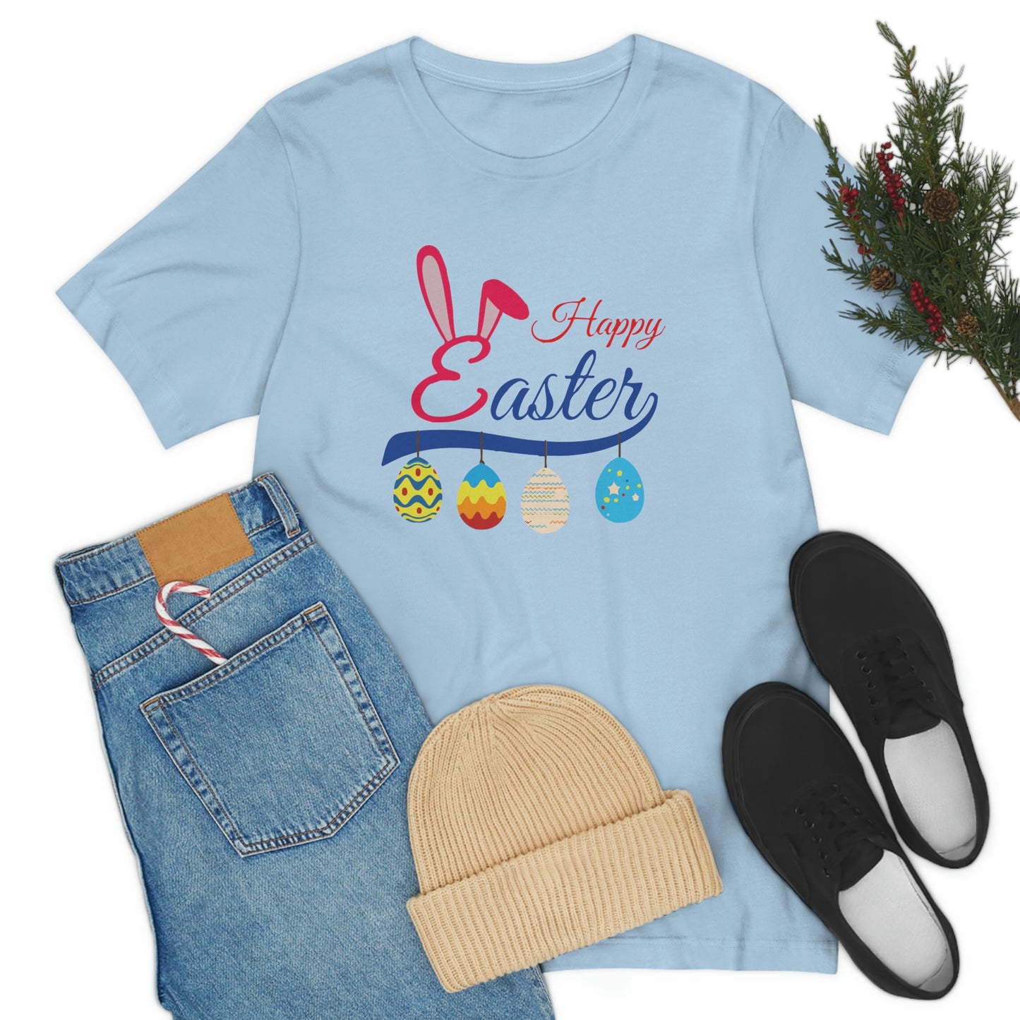 Egg Ornaments Happy Easter Unisex Jersey Short Sleeve Tee