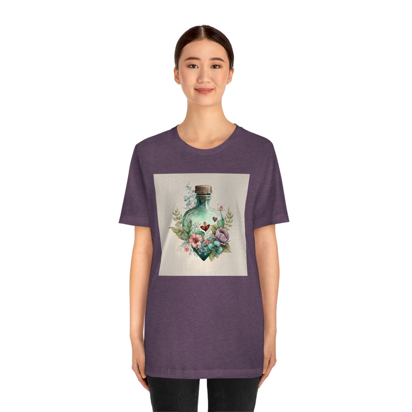 Vintage Bottle Floral Unisex Jersey Short Sleeve Tee